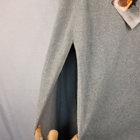 IMAN Platinum Luxe Womens Gray Touch Of Cashmere Pullover Cape Poncho Blend XL - Picture 2 of 6